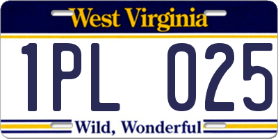 WV license plate 1PL025
