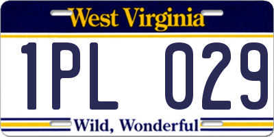 WV license plate 1PL029