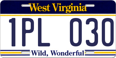 WV license plate 1PL030