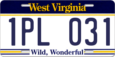 WV license plate 1PL031