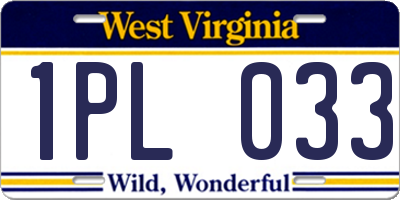 WV license plate 1PL033