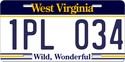 WV license plate 1PL034