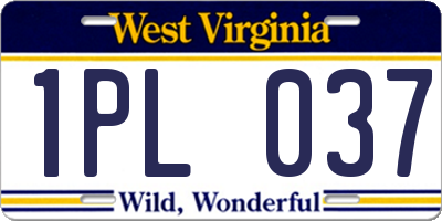 WV license plate 1PL037