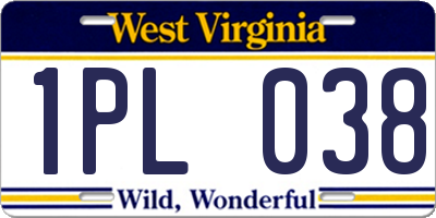 WV license plate 1PL038