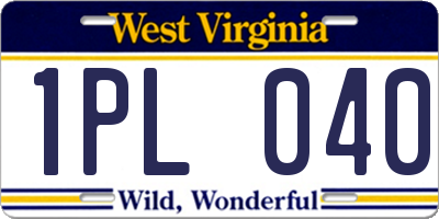 WV license plate 1PL040