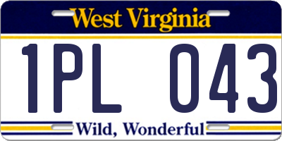 WV license plate 1PL043