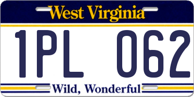 WV license plate 1PL062