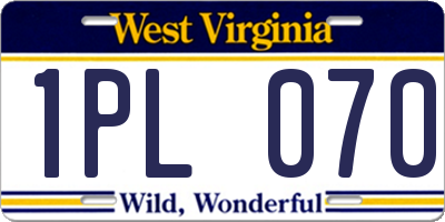 WV license plate 1PL070
