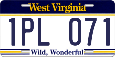 WV license plate 1PL071