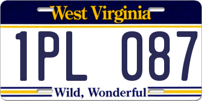 WV license plate 1PL087