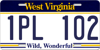 WV license plate 1PL102