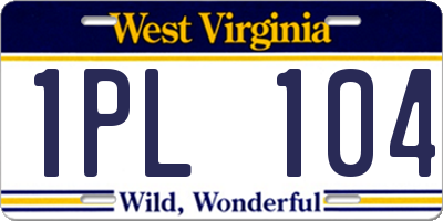 WV license plate 1PL104