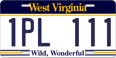 WV license plate 1PL111