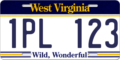 WV license plate 1PL123