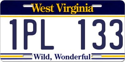 WV license plate 1PL133