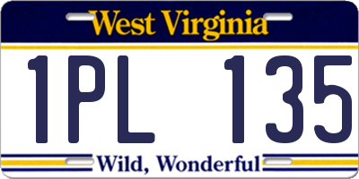 WV license plate 1PL135
