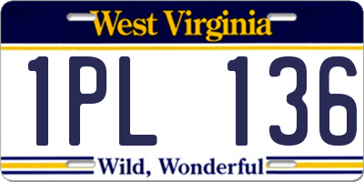 WV license plate 1PL136