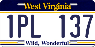 WV license plate 1PL137