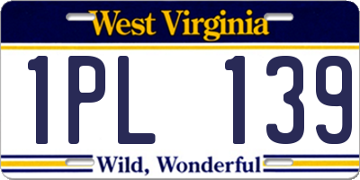 WV license plate 1PL139