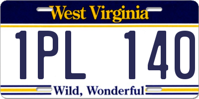 WV license plate 1PL140