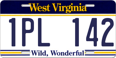 WV license plate 1PL142