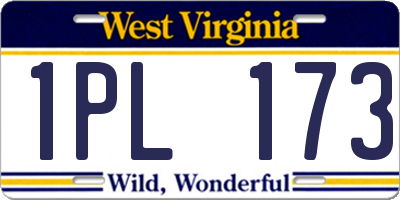 WV license plate 1PL173