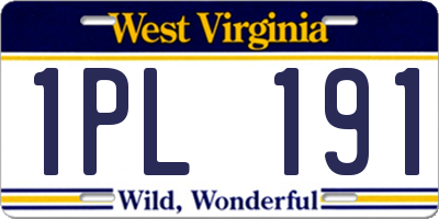 WV license plate 1PL191