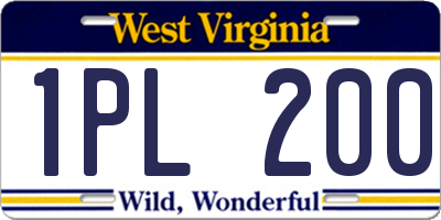 WV license plate 1PL200