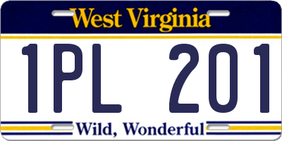 WV license plate 1PL201