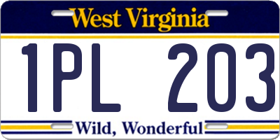 WV license plate 1PL203