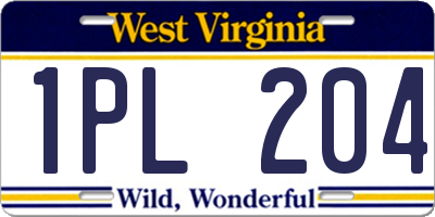 WV license plate 1PL204