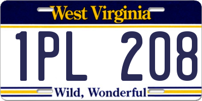 WV license plate 1PL208