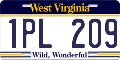 WV license plate 1PL209