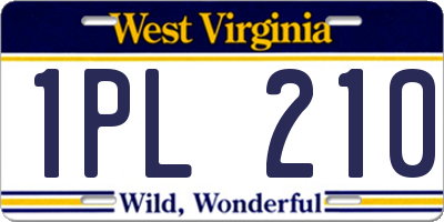 WV license plate 1PL210