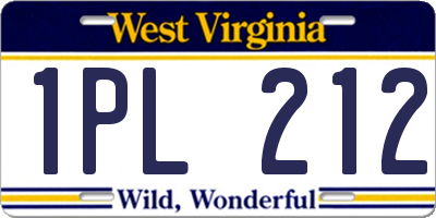 WV license plate 1PL212