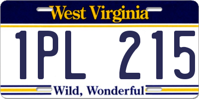 WV license plate 1PL215