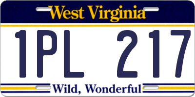 WV license plate 1PL217