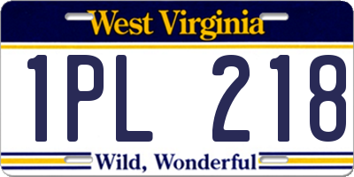 WV license plate 1PL218