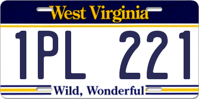 WV license plate 1PL221