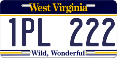 WV license plate 1PL222