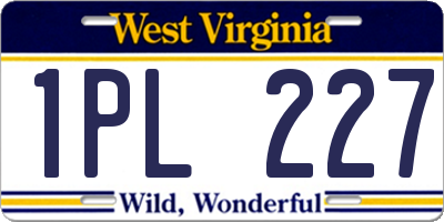 WV license plate 1PL227
