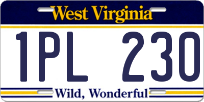 WV license plate 1PL230