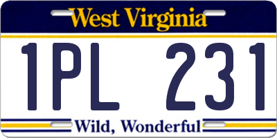 WV license plate 1PL231