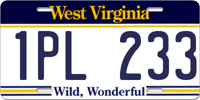 WV license plate 1PL233