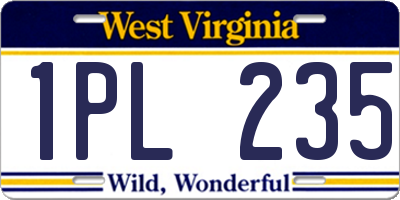 WV license plate 1PL235