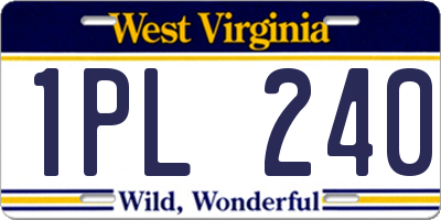 WV license plate 1PL240