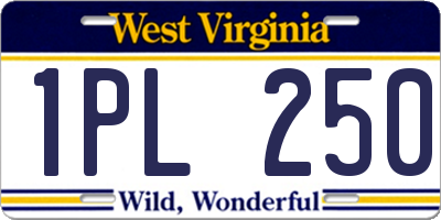 WV license plate 1PL250
