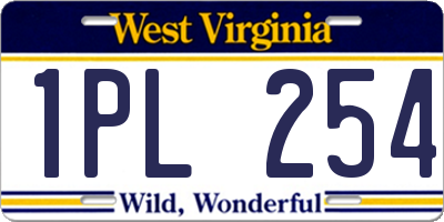 WV license plate 1PL254