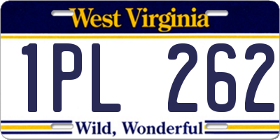 WV license plate 1PL262