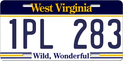 WV license plate 1PL283